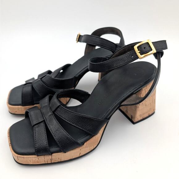 Paul Green Tina Fisherman Sandal Women's Leather Black Size US7 UK4.5